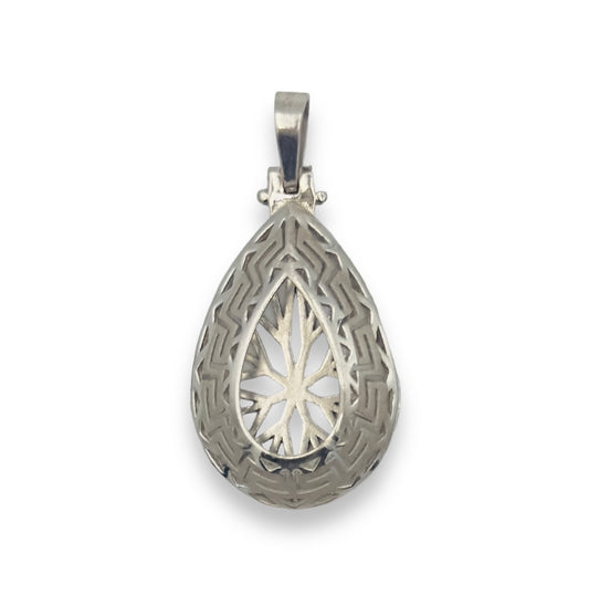 Silver drop-shaped Meander design pendant