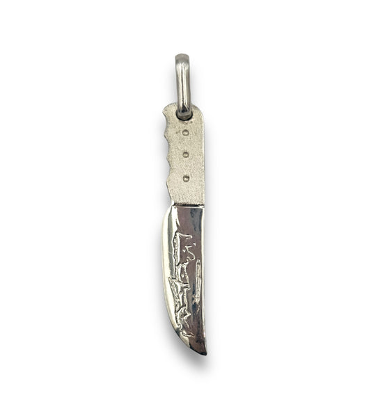 Silver Cretan knife with Crete island engraving pendant