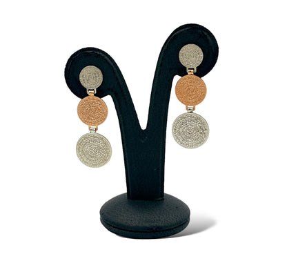 Silver two-toned Disc of Phaistos earrings