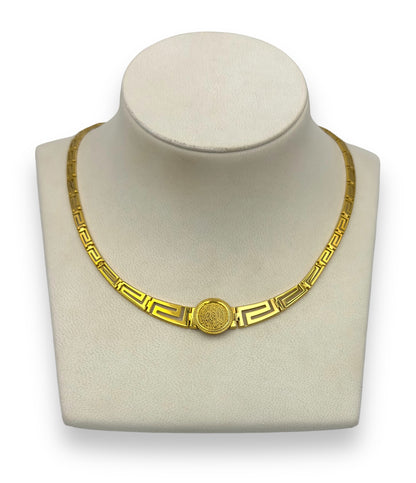 Silver Disc of Phaistos and Meander necklace Gold-plated