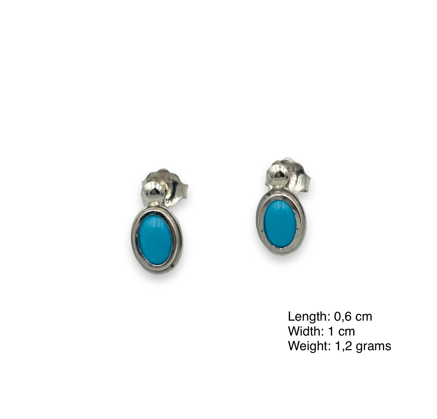 Silver minimal earrings with Turquoise stones