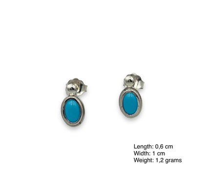 Silver minimal earrings with Turquoise stones