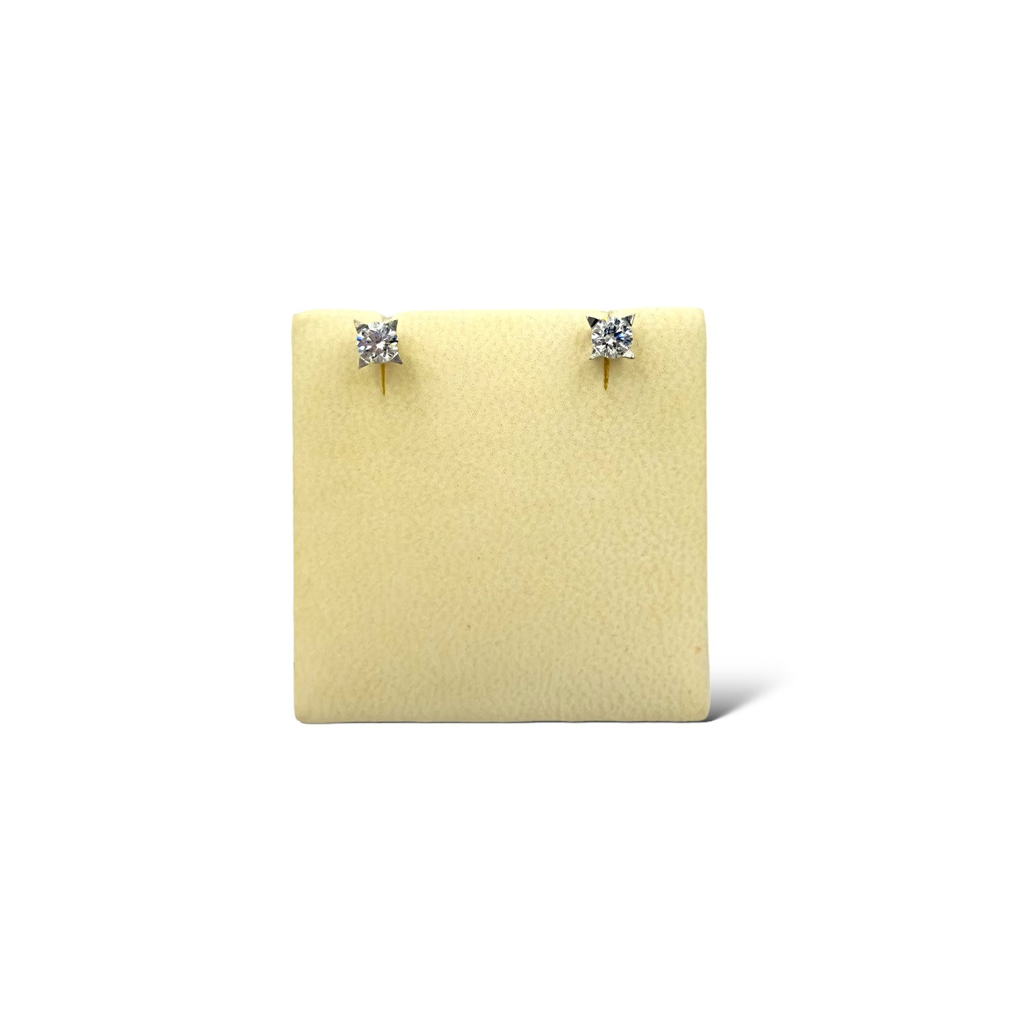 Silver minimal style earrings with white Zircon stones