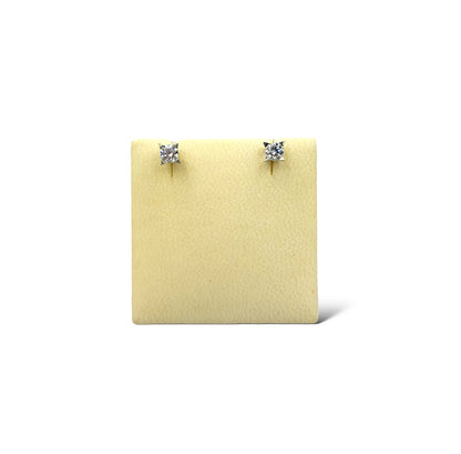 Silver minimal style earrings with white Zircon stones