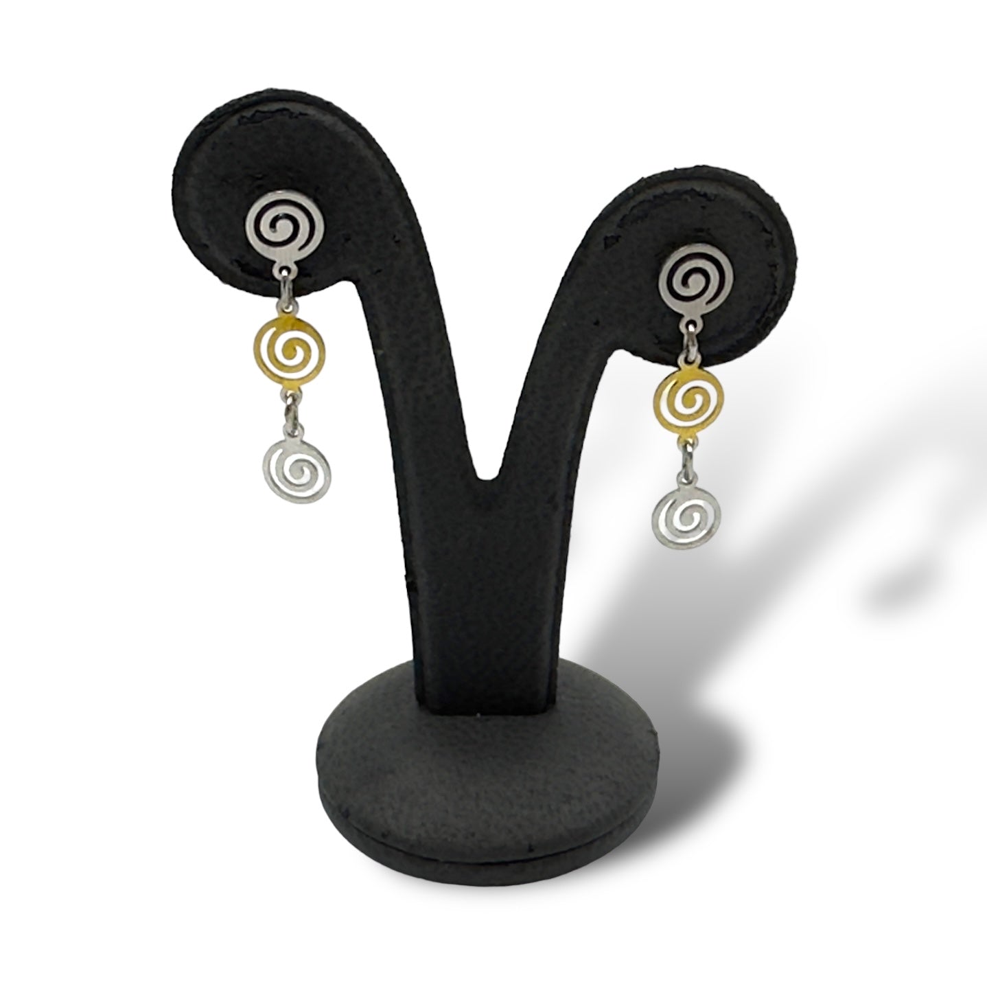 Silver two-toned Spiral design earrings