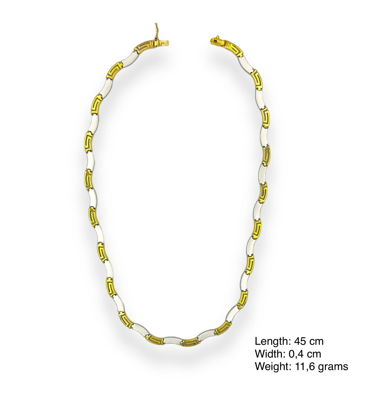 Two-toned Gold Meander design matte and shiny necklace