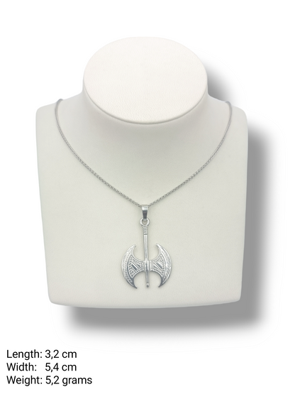 Silver Minoan double-sided double-axe pendant