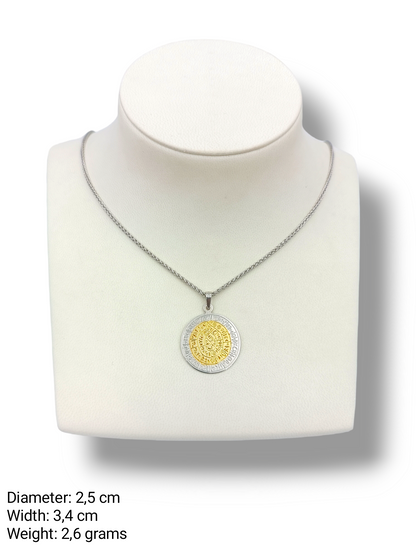 Silver two-toned double-sided Disc of Phaistos pendant