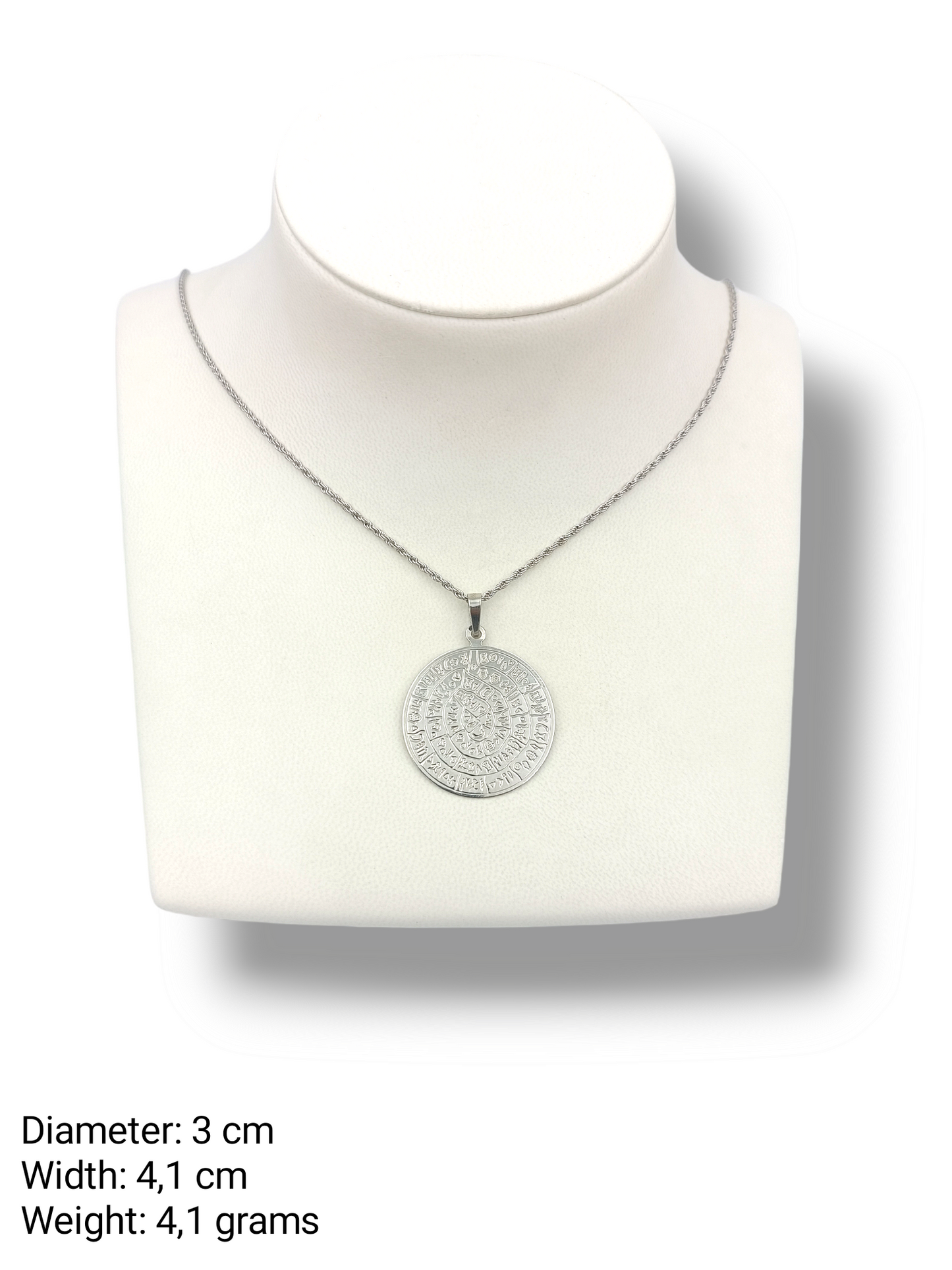 Silver Disc of Phaistos pendant