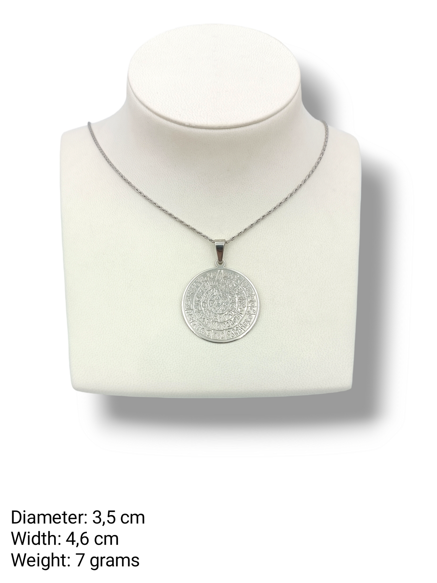 Silver Disc of Phaistos pendant