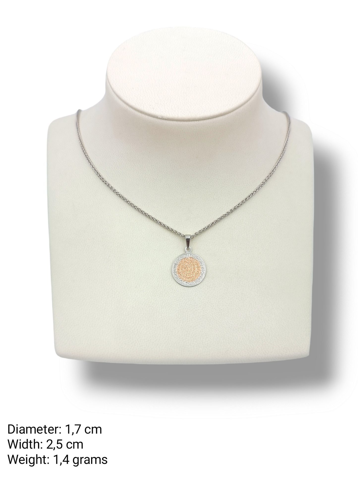 Silver two-toned Disc of Phaistos pendant