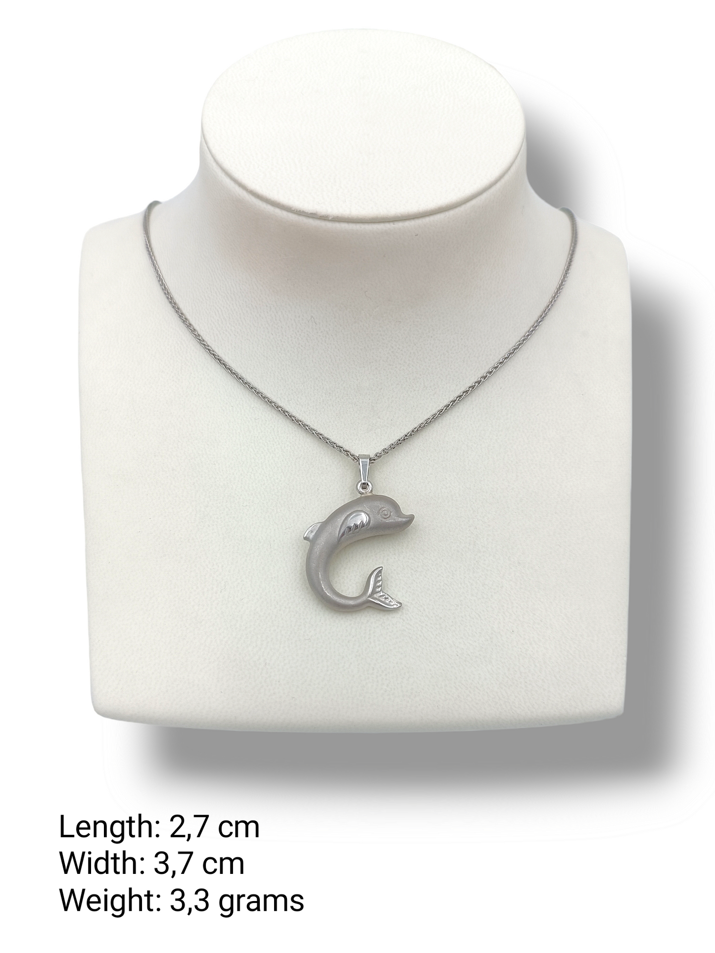 Silver double-sided Dolphin design matte and shiny pendant