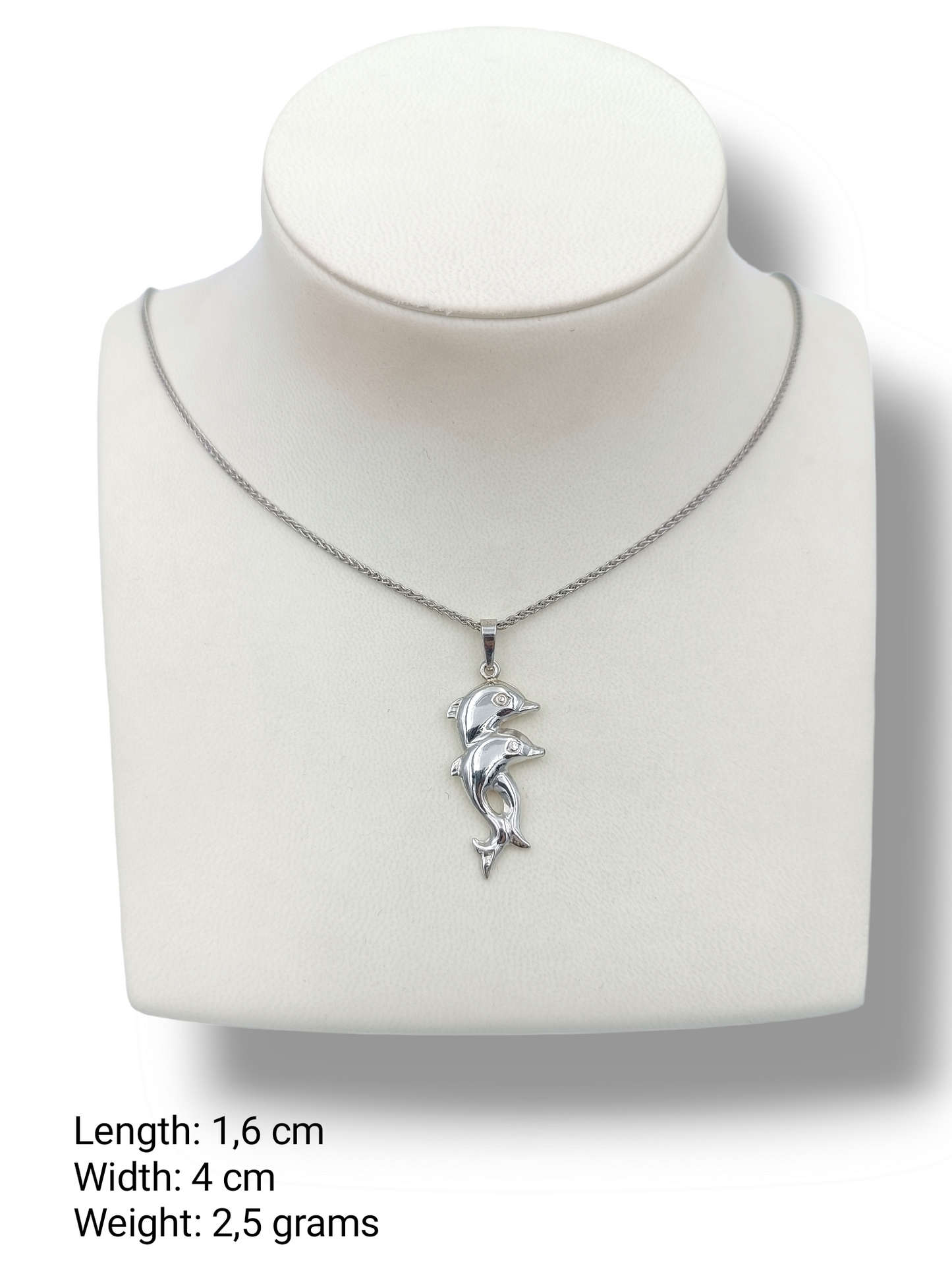 Silver Dolphins design double-sided pendant